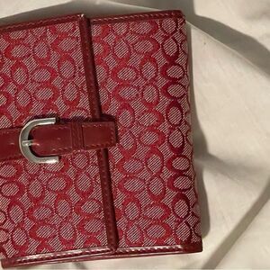 Stylish Red Patterned Wallet with Silver Buckle Designer Inspired